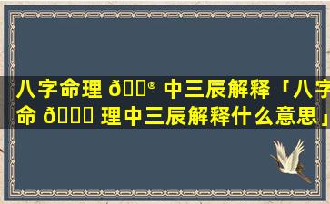 八字命理 💮 中三辰解释「八字命 🐒 理中三辰解释什么意思」